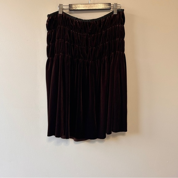 Grace Elements Skirt Women’s Size 10 Velour Brown Ruching Academia Fall School - Picture 2 of 10